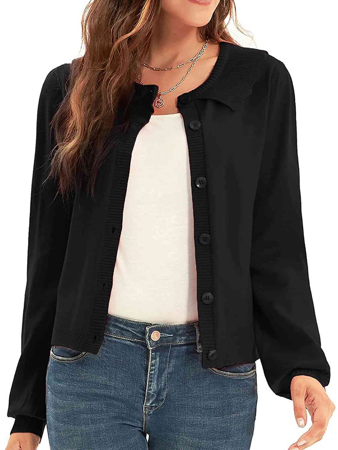 Collared Long Sleeve Button Down Cardigan - Deals DejaVu