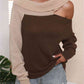 Asymmetrical Long Sleeve Two-Tone Cutout Sweater