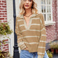 Striped Johnny Collar Sweater - Deals DejaVu