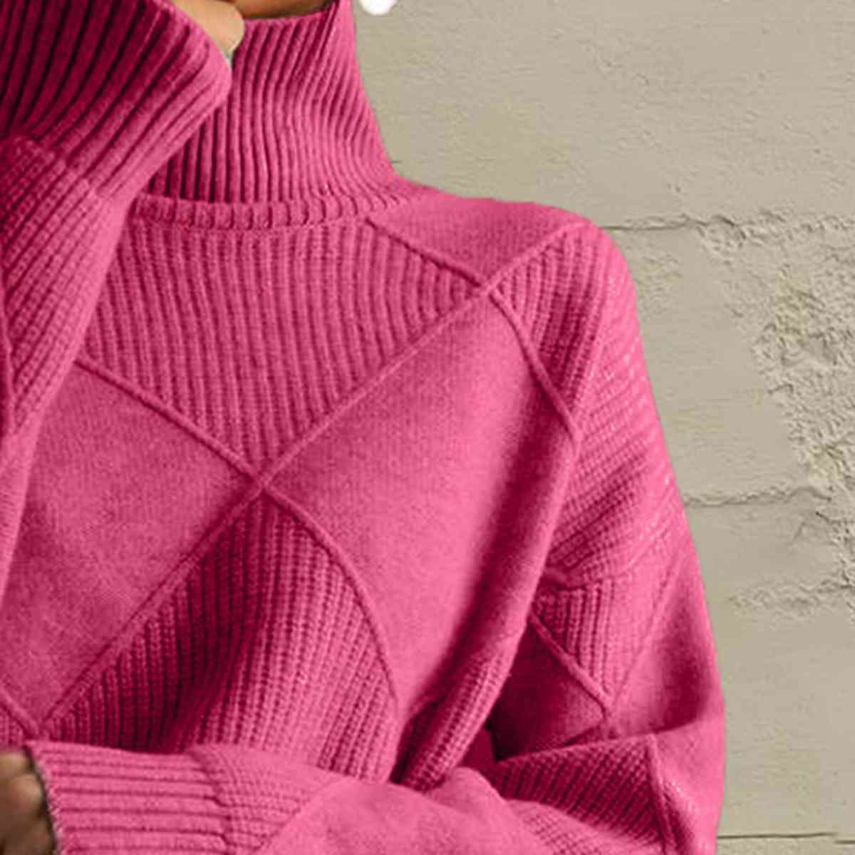 Geometric Turtleneck Long Sleeve Sweater - Deals DejaVu