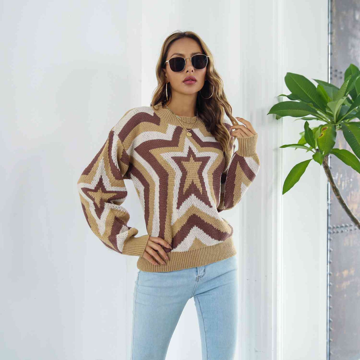 Star Dropped Shoulder Sweater - Deals DejaVu