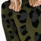 Leopard Mock Neck Dropped Shoulder Sweater
