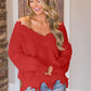 Frayed Hem Dropped Shoulder Sweater - Deals DejaVu