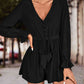 Long Flounce Sleeve V-Neck Romper