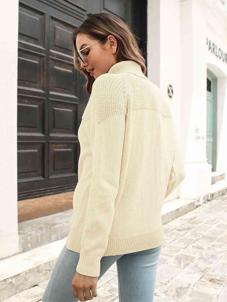 Turtleneck Raglan Sleeve Sweater - Deals DejaVu