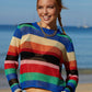 Rainbow Stripe Openwork Long Sleeve Cover-Up (TB11D) T