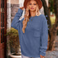 Round Neck Sweater with Pocket - Deals DejaVu