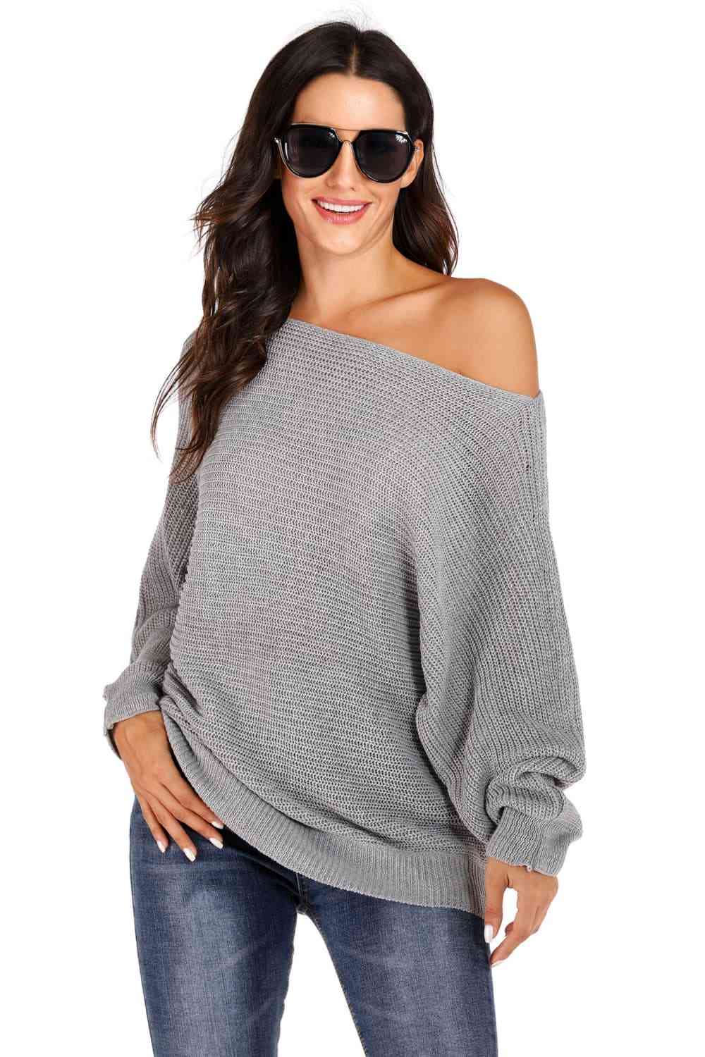 One Shoulder Dolman Sleeve Sweater - Deals DejaVu