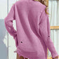 Distressed V-Neck Drop Shoulder Sweater - Deals DejaVu