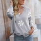 Flower Distressed Long Sleeve Sweater - Deals DejaVu