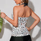 Leopard Halter Neck Slit Swim Top and Skirt Set (TB13D) T