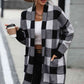 Plaid Dropped Shoulder Cardigan with Pocket - Deals DejaVu