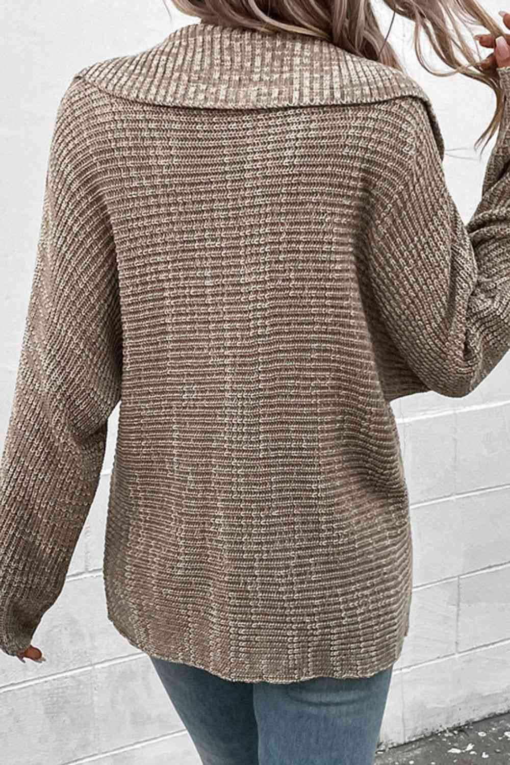 Heathered Horizontal-Ribbing Pullover Sweater - Deals DejaVu