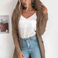 Double Take Ribbed Open Front Hooded Cardigan with Pockets - Deals DejaVu