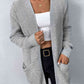 Rib-Knit Open Front Pocketed Cardigan