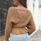 Tie Waist Ruffle Hem Sweater - Deals DejaVu