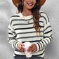 Striped Round Neck Dropped Shoulder Sweater - Deals DejaVu