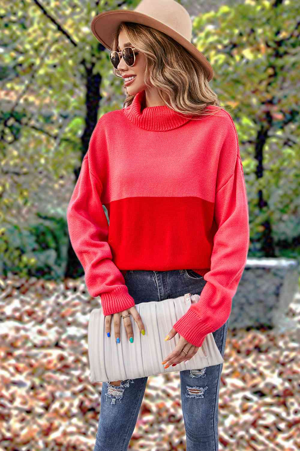 Turtleneck Long Sleeve Sweater - Deals DejaVu