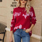 LOVE Ribbed Trim Round Neck Sweater