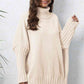 Turtle Neck Long Sleeve Ribbed Sweater