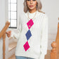 Openwork Geometric Mock Neck Sweater
