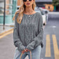 Round Neck Cable-Knit Sweater - Deals DejaVu