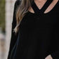 Full Size Cutout V-Neck Rib-Knit Sweater - Deals DejaVu
