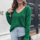Openwork V-Neck Dropped Shoulder Sweater - Deals DejaVu