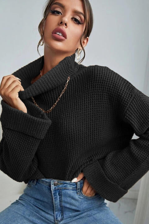 Turtleneck Long Sleeve Sweater - Deals DejaVu