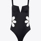 Contrast Trim Cutout Notched Neck One-Piece Swimsuit (TB10D) T