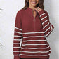 Mock Neck Long Sleeve Zip-Up Sweater