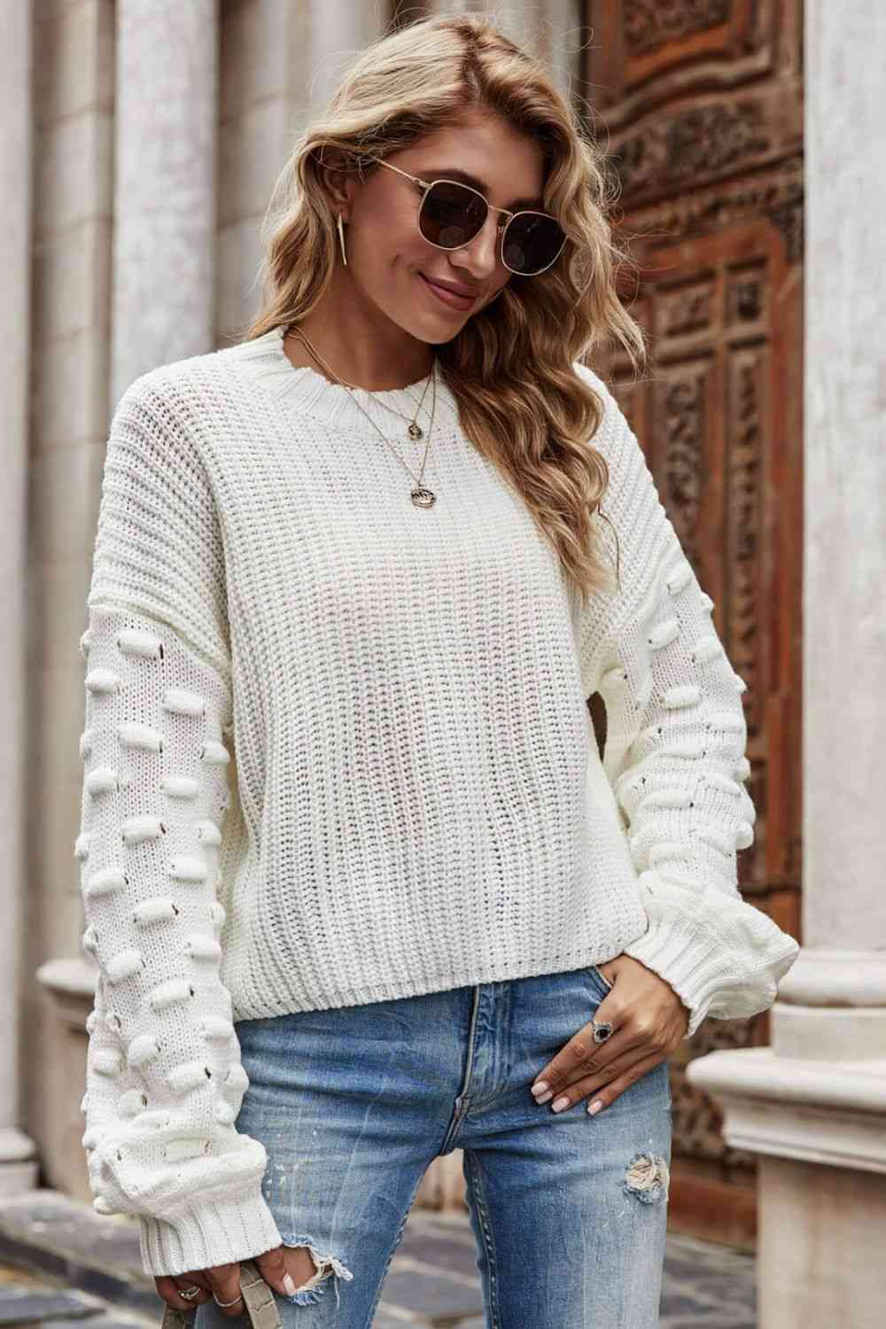 Weekend Style Rib-Knit Dropped Shoulder Sweater - Deals DejaVu