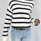 Striped Turtleneck Drop Shoulder Sweater