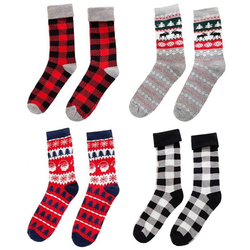 1 Pair Plaid Socks - Casual Autumn And Winter Adult Socks For Christmas (2U92)