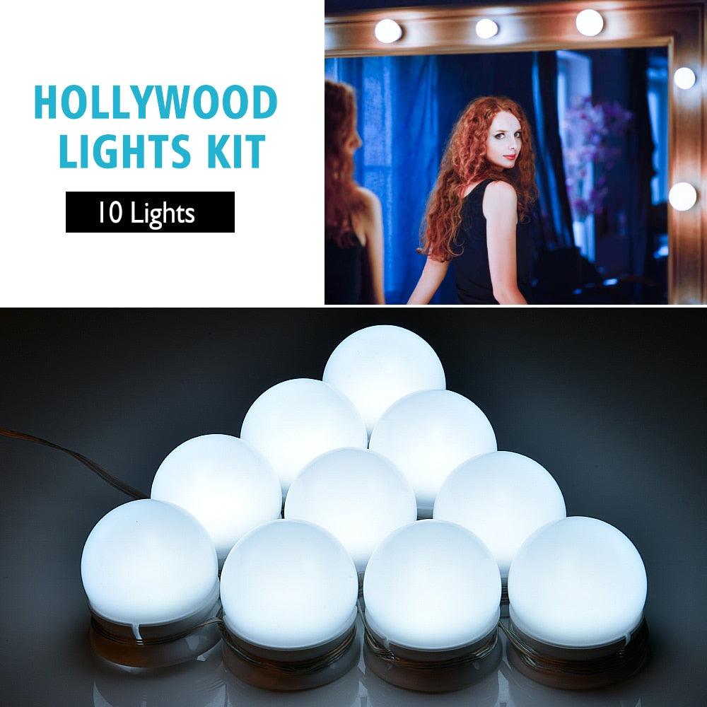 10 Bulbs Hollywood Style LED Vanity Mirror 3 Colors Lights Makeup Mirror Dimmable Wall Lights(M5)(1U86)