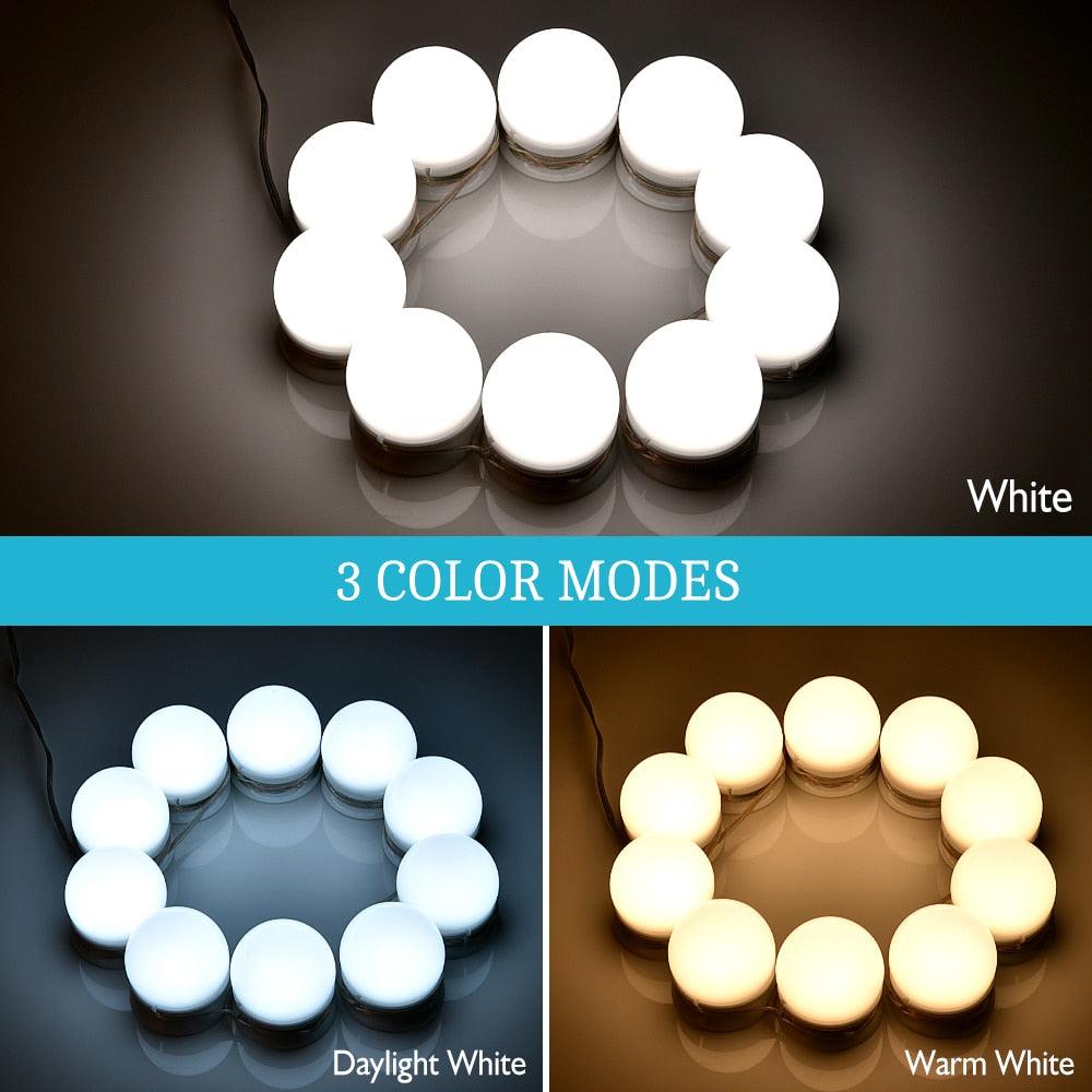 10 Bulbs Hollywood Style LED Vanity Mirror 3 Colors Lights Makeup Mirror Dimmable Wall Lights(M5)(1U86)