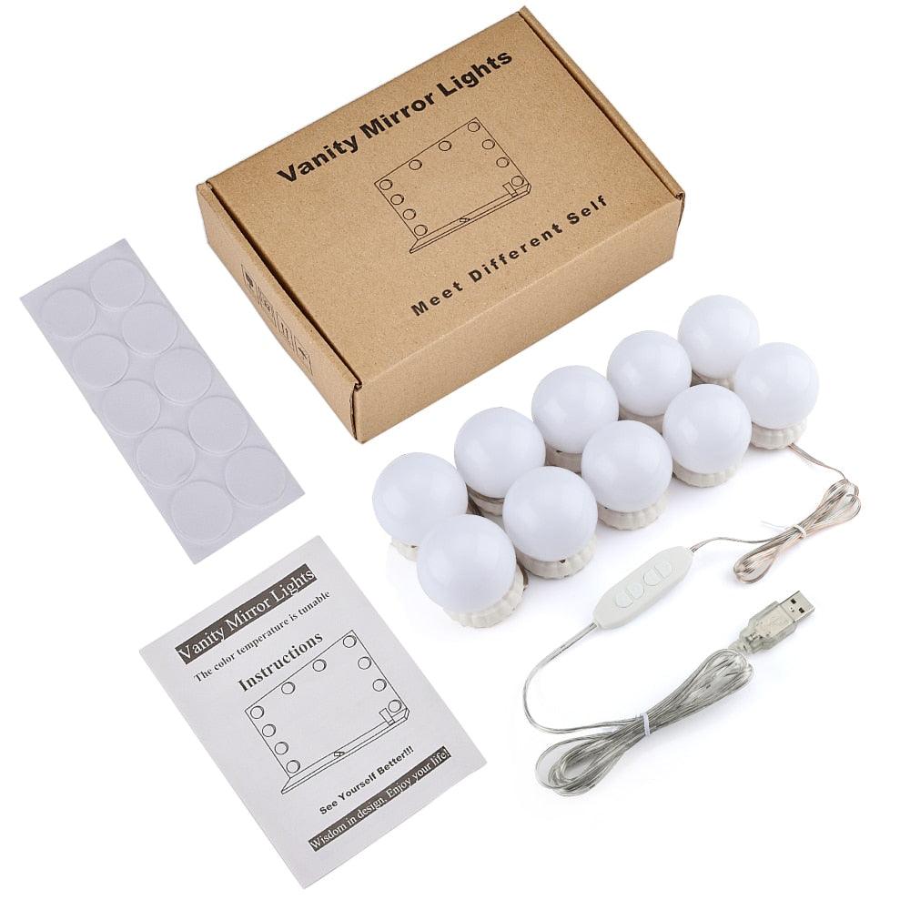 10 Bulbs Hollywood Style LED Vanity Mirror 3 Colors Lights Makeup Mirror Dimmable Wall Lights(M5)(1U86)