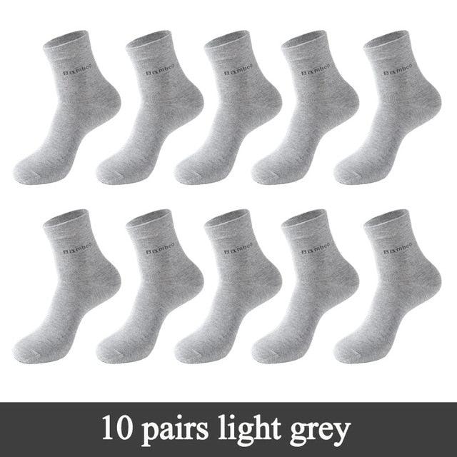 10 Pairs / Lot Bamboo Fiber Socks - Men's Casual Business Anti-Bacterial Breathable Crew Socks (TG8)(F92)