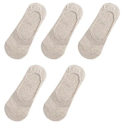 New 10 pieces = 5 pairs Women Cotton Invisible Non-slip Summer Solid Color Short Socks (D87)(2WH1)