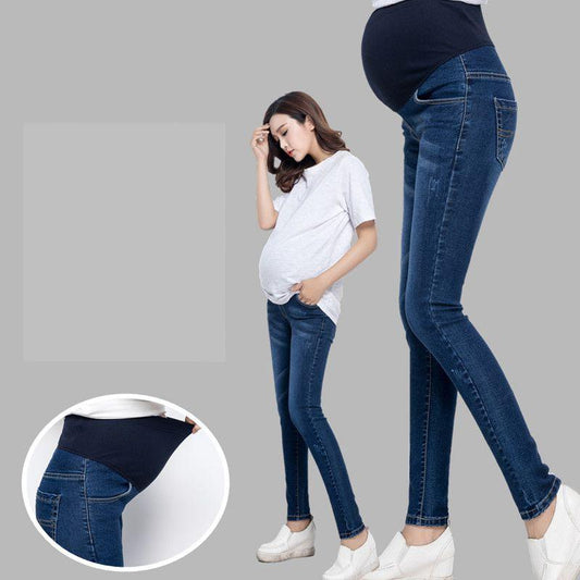 100% Cotton Maternity Jeans - Spring Autumn Pregnancy Belly - Elastic Thin Trousers - Pregnant Women Plus Size L-5XL (Z2)(F4)