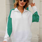 Contrast Quarter-Zip Collared Neck Sweater