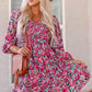 Floral Smocked V-Neck Flounce Sleeve Dress (MWBT) T - Deals DejaVu