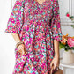 Floral Smocked V-Neck Flounce Sleeve Dress (MWBT) T - Deals DejaVu