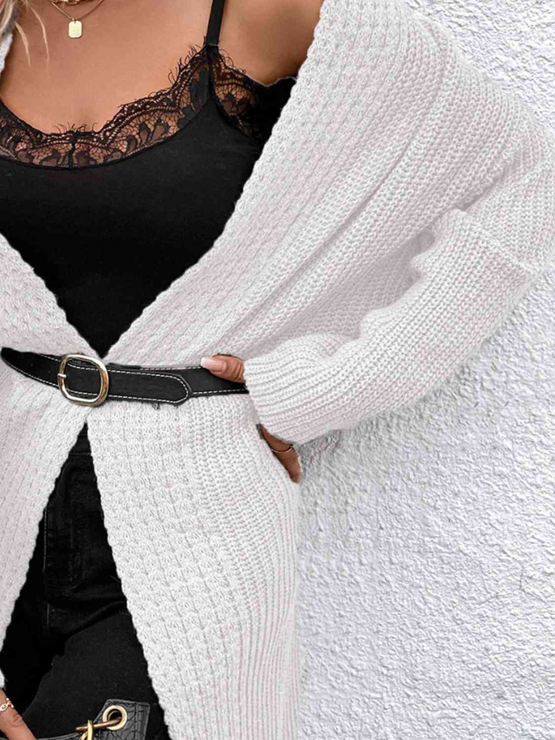 Open Front Dropped Shoulder Longline Cardigan