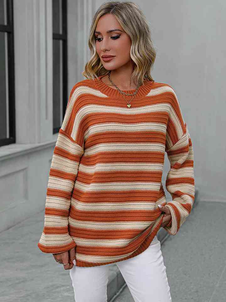 Striped Dropped Shoulder Sweater