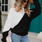 Two-Tone Round Neck Ribbed Sweater - Deals DejaVu