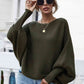 Woven Right Horizontal Ribbing Dolman Sleeve Sweater