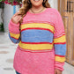 Plus Size Color Block Round Neck Long Sleeve Sweater