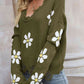 Flower Distressed Long Sleeve Sweater - Deals DejaVu
