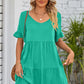 V-Neck Flounce Sleeve Tiered Dress (BWD)(WS06)T - Deals DejaVu